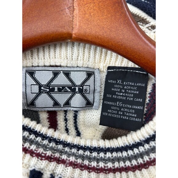 Vintage 90’s Mens XL Coogi-STYLE 3D Knit Sweater Biggie Cosby Y2K Hip Hop - Picture 5 of 7